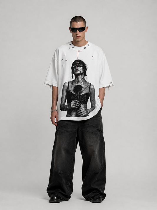Black Rose Tee - Oversize