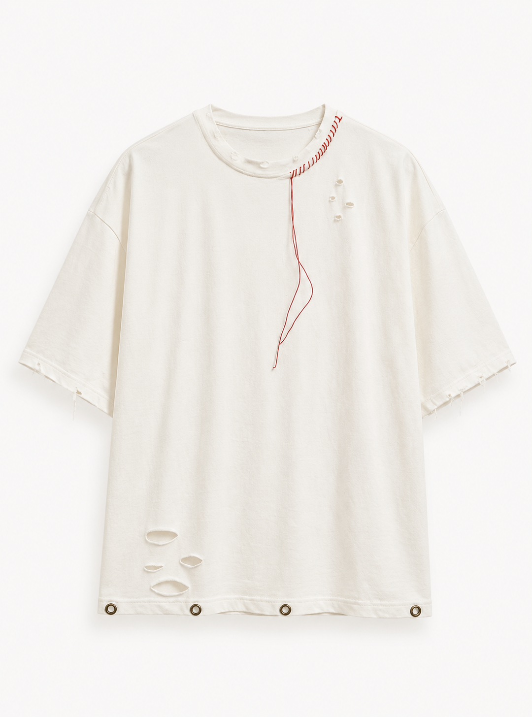 Distressed Oversize Tee — Off White Edition