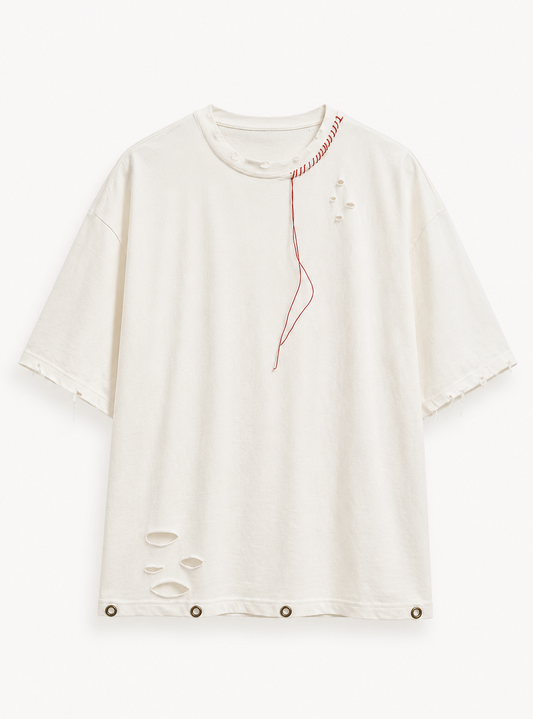 Distressed Oversize Tee — Off White Edition