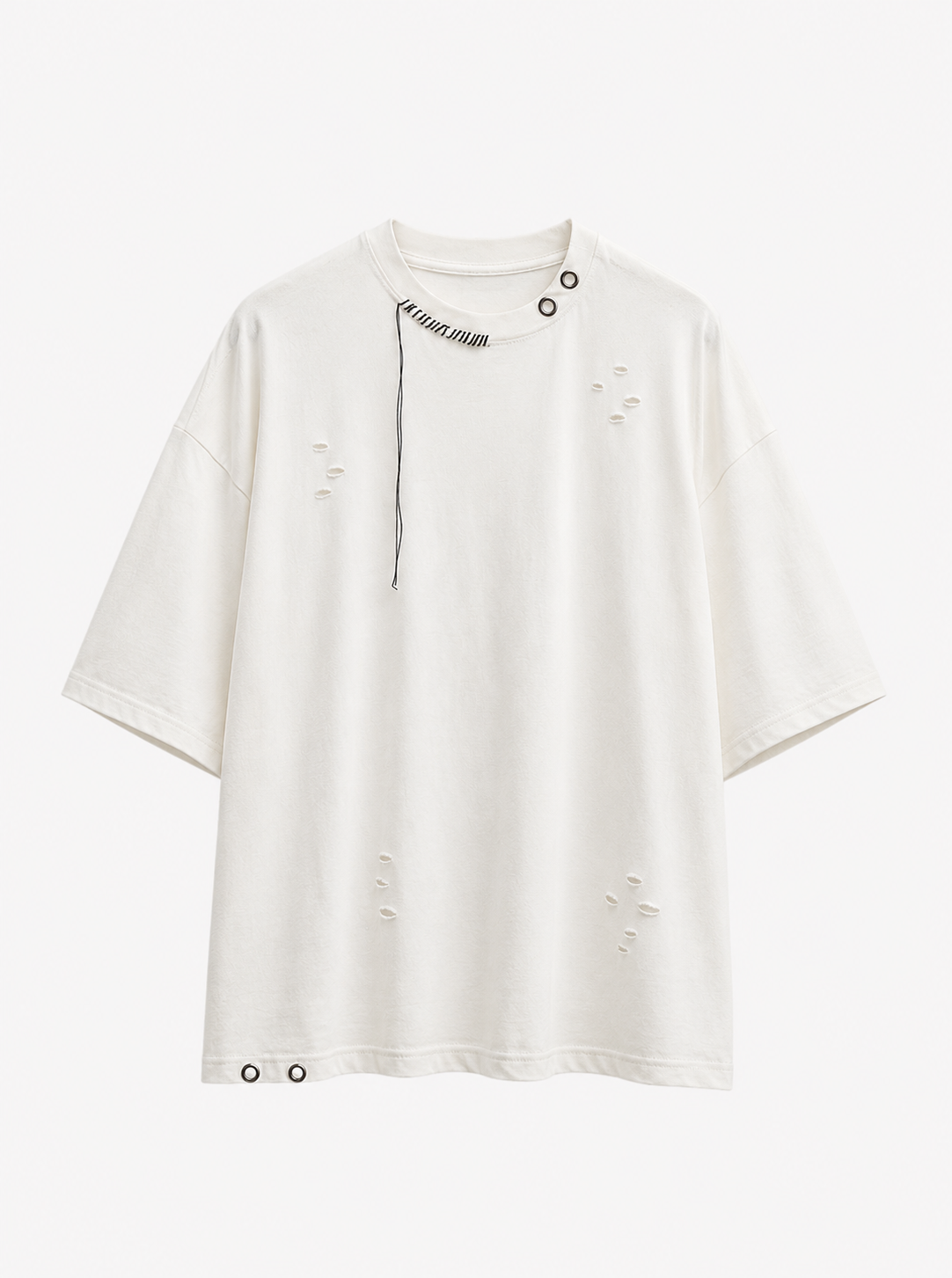 Distressed Oversize Tee — Ivory Dust
