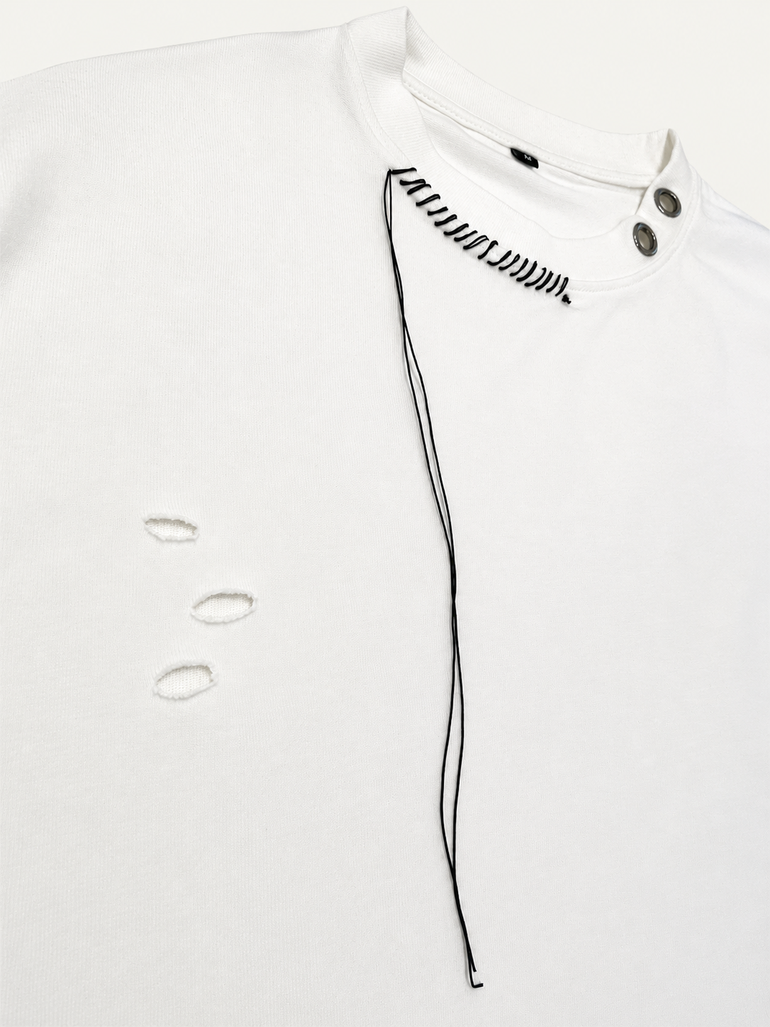 Distressed Oversize Tee — Ivory Dust