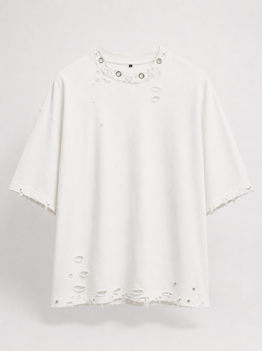 DISTRESSED OVERSIZED T-SHIRT — WHITE