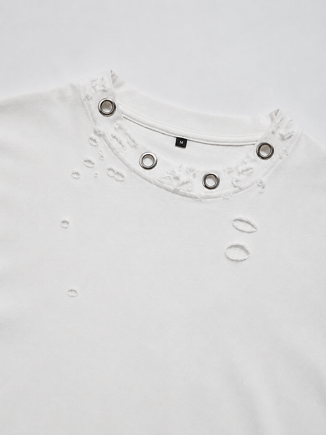DISTRESSED OVERSIZED T-SHIRT — WHITE