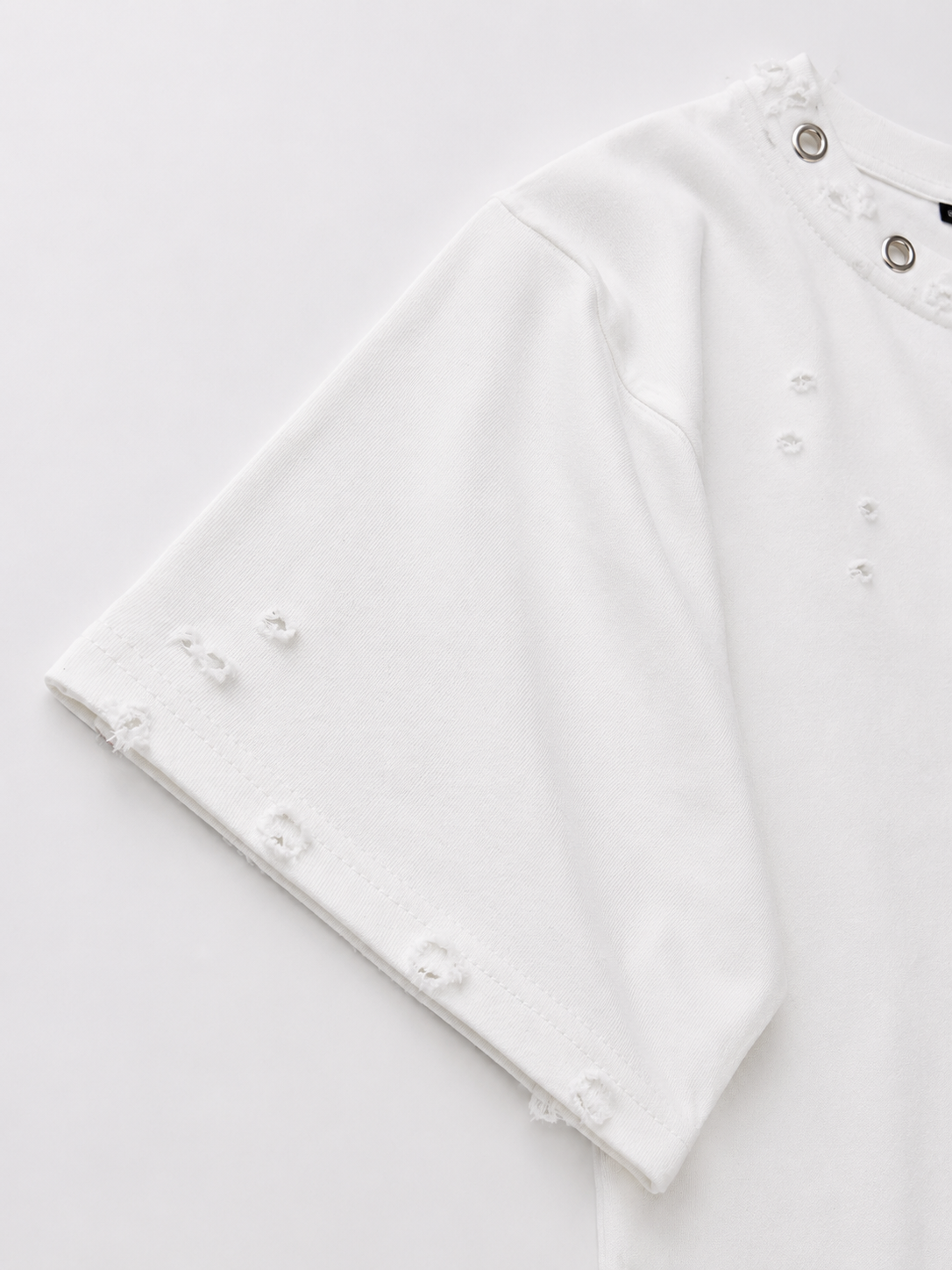 DISTRESSED OVERSIZED T-SHIRT — WHITE