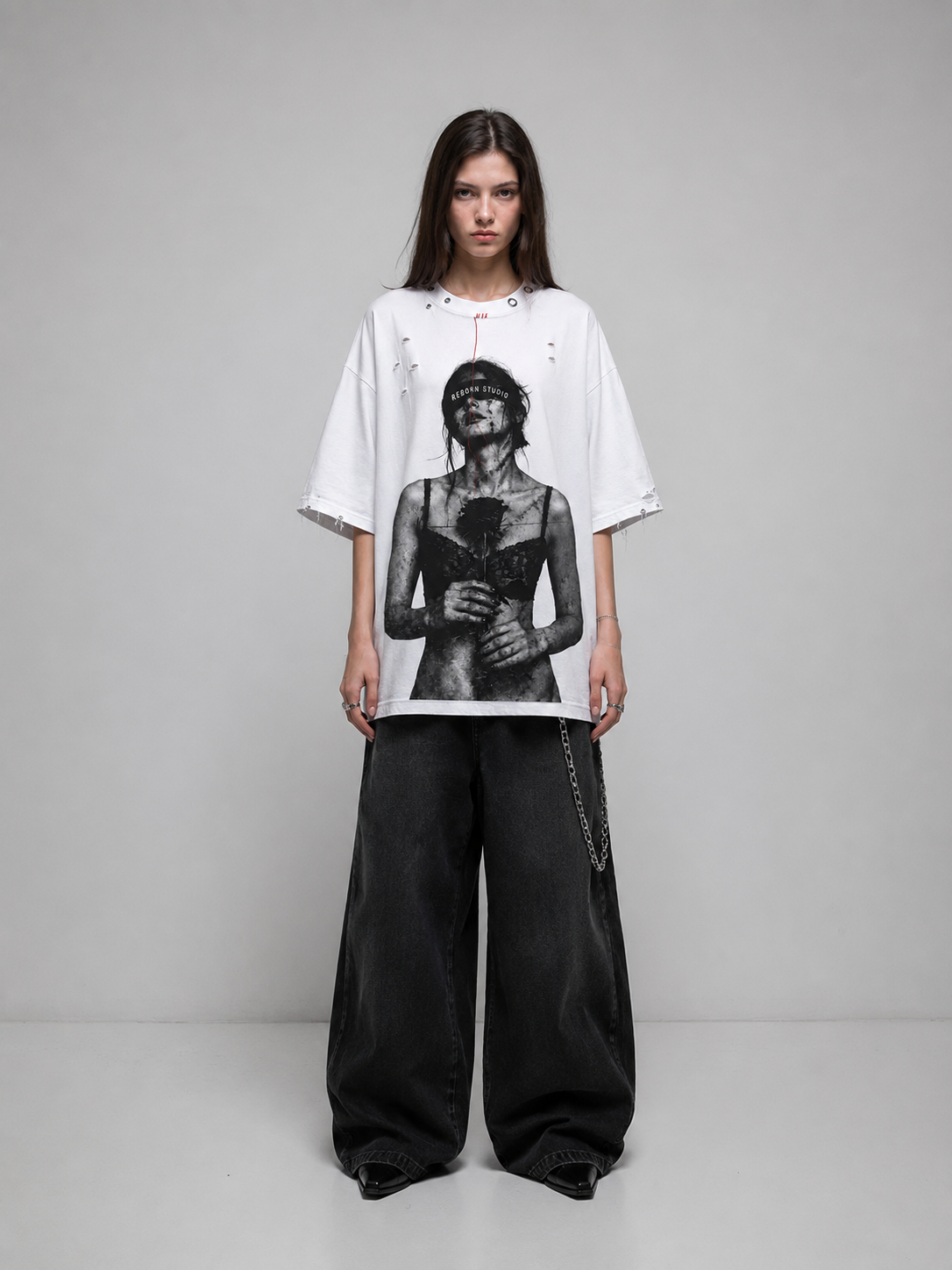 Black Rose Tee - Oversize W