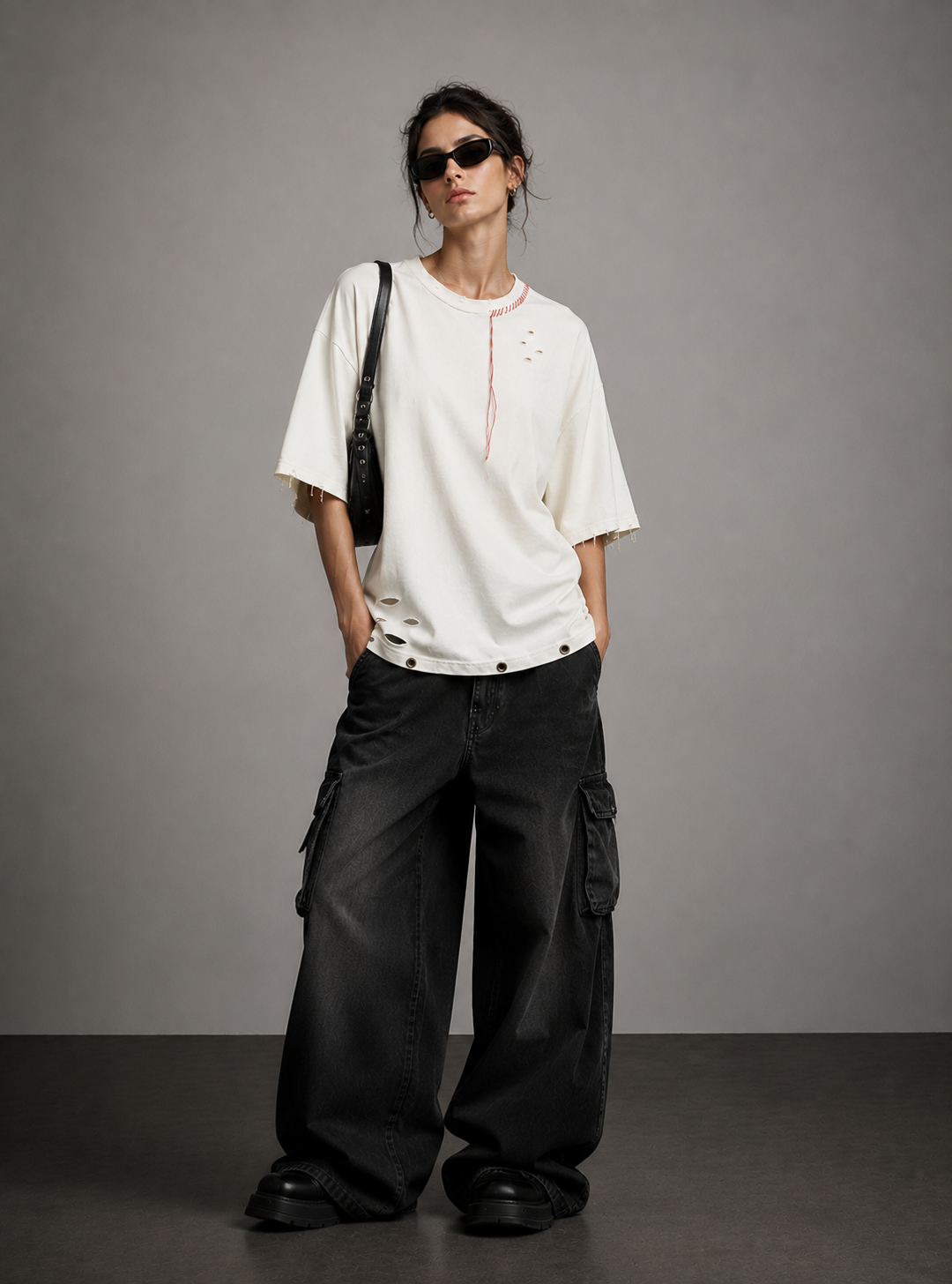Distressed Oversize Tee — Off White Edition W