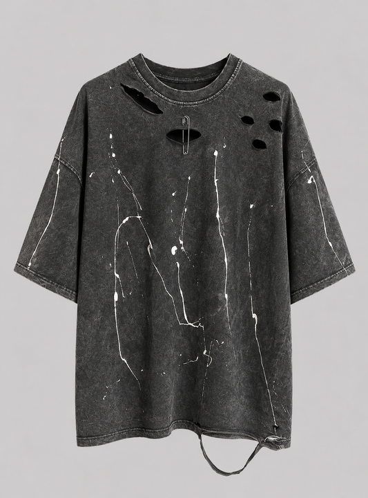 Tricou OVERSIZE Washed Destroyed W