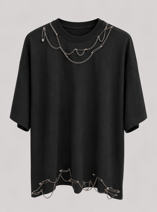 Tricou OVERSIZE Rock Chain Black W