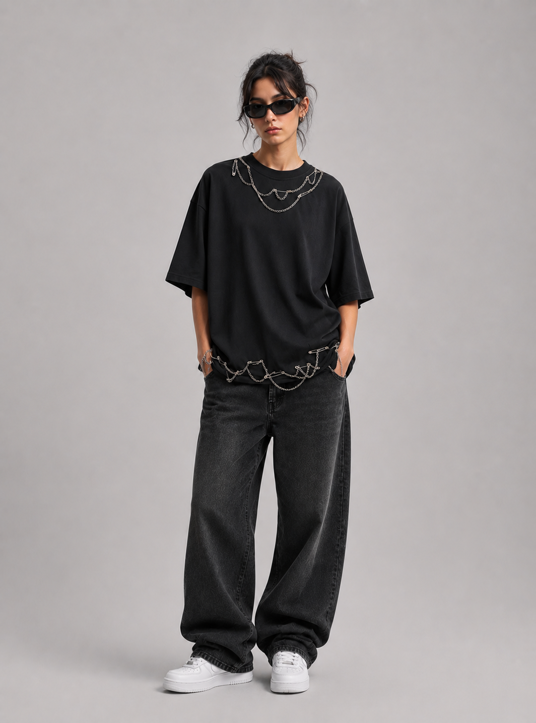 Tricou OVERSIZE Rock Chain Black W