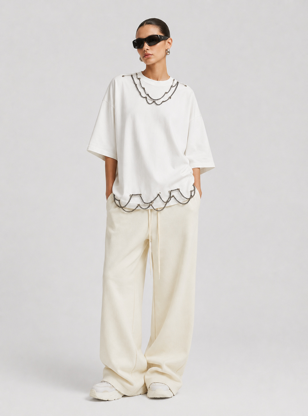 Tricou OVERSIZE Rock Chain White W