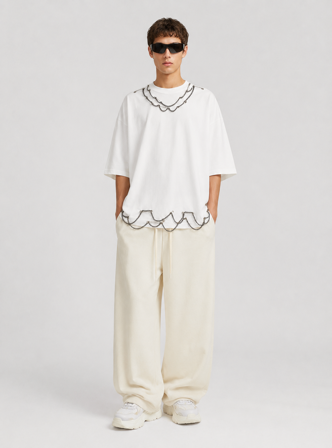 Tricou OVERSIZE Rock Chain White