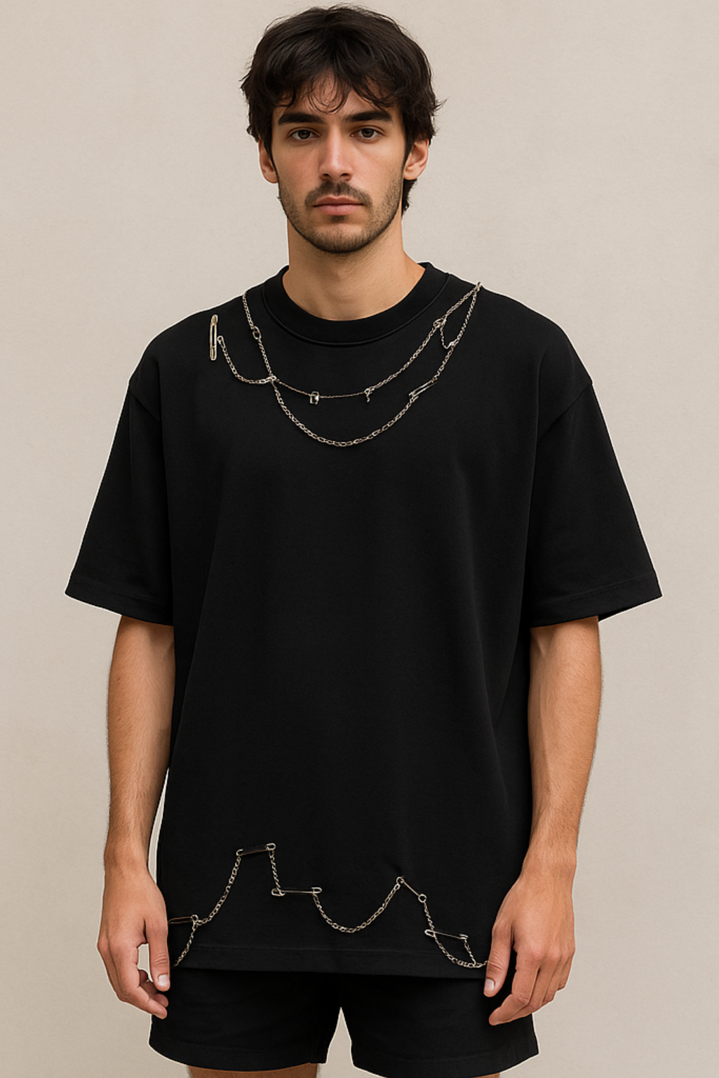 OVERSIZE T-shirt Rock Chain Black