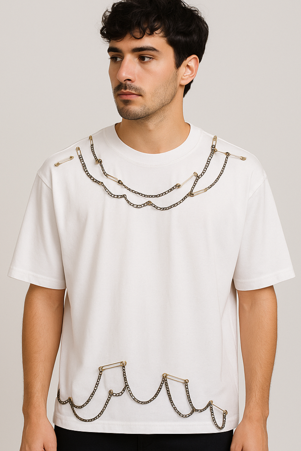OVERSIZE T-shirt Rock Chain White
